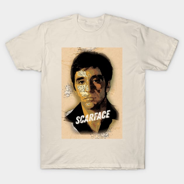 SCARFACE - Vintage Art Style Portrait T-Shirt by Naumovski